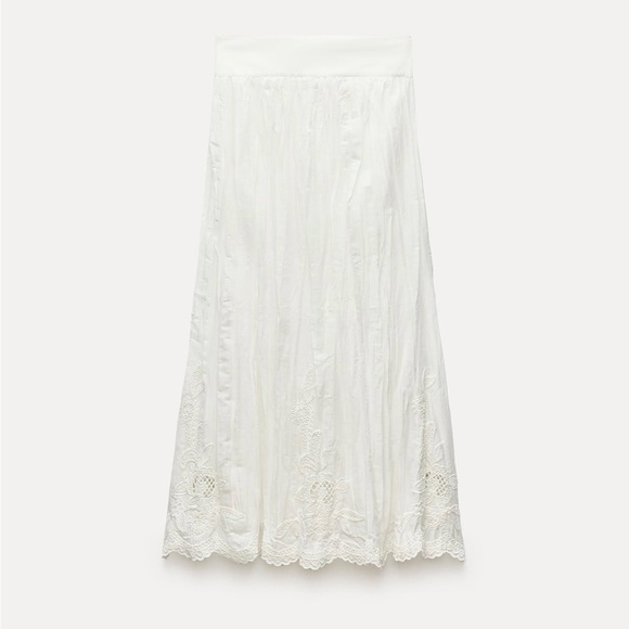 Zara embroidered maxi skirt with stretchy waist new without tag - Picture 2 of 4